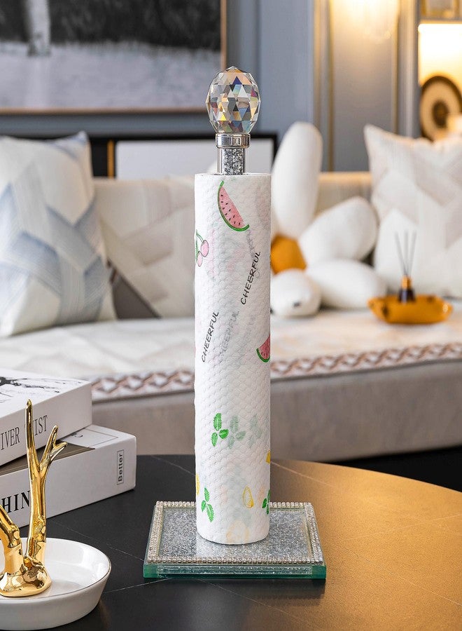 Hochance Silvery Crystal Standing Paper Towel Roll Holder Countertop Weighted Rack,Glam Cute Bling Rhinestone Jeweled Diamonds Modern Decoration Christmas Housewarming Gifts for Kitchen Home Bar - Image 2